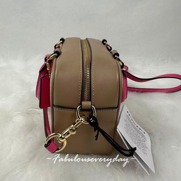 Coach Satchel Crossbody Bag With Plaid Print In Jacquard CBI90 Pink Multi NWT - Picture 4 of 8
